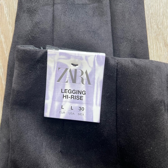 Zara Faux Suede Black Leggings, Zipper Hem - Picture 12 of 15